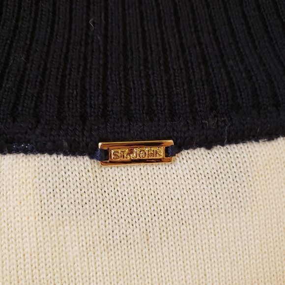 St. John Knit sweater. Cream with VERY dark navy blue details. Small & petite. - Picture 4 of 7